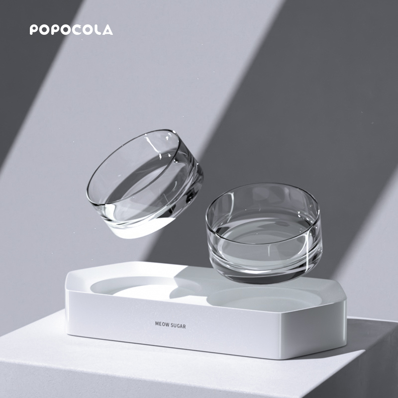 Dog and cat bowl double bowl protection cervical vertebra grain bowl cat bowl rice bowl plastic sloping saliva bowl anti-overturning pet supplies