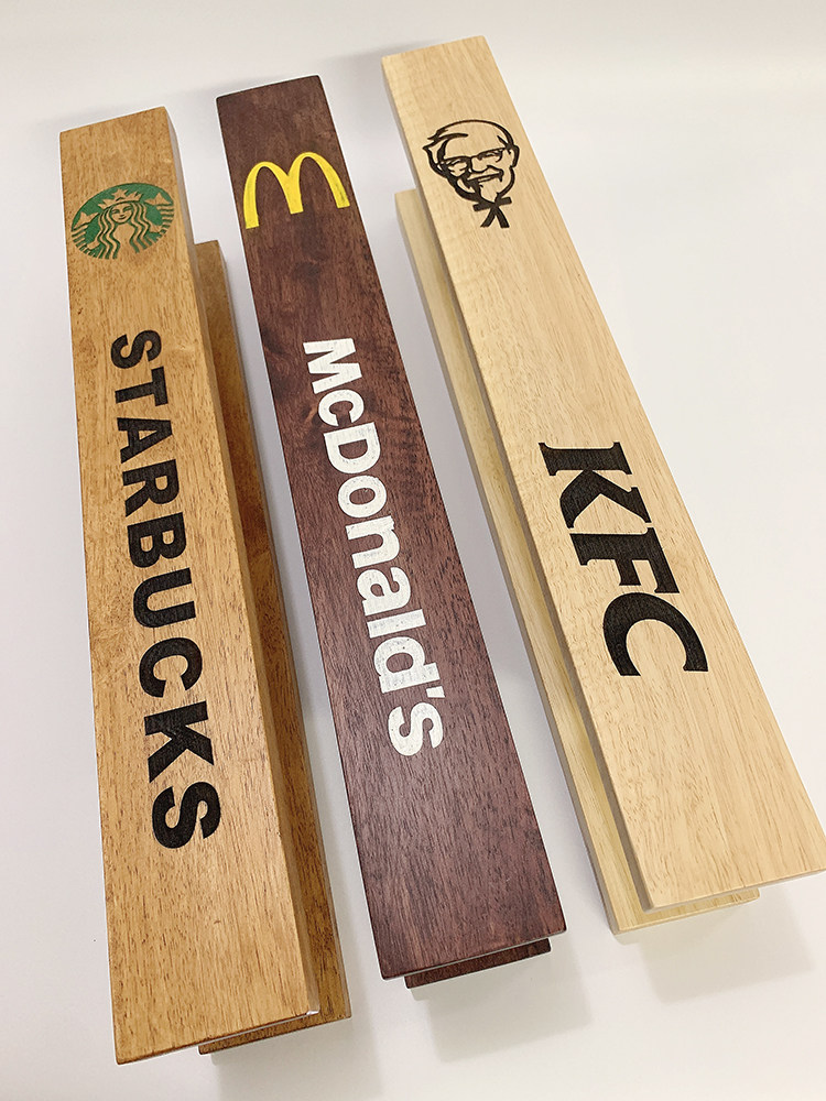 Custom LOGO glass door handle solid wood door handle Log quality Chinese hotel pavement engraving word creative customization