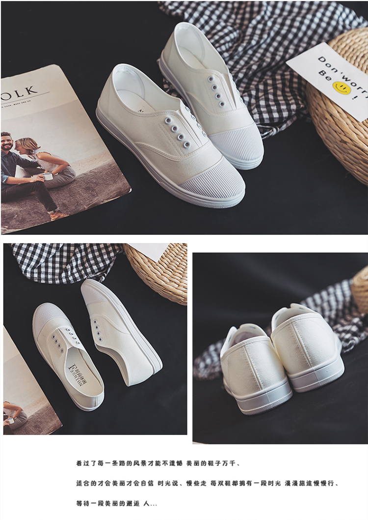 Giày trắng nhỏ Giày vải nữ mùa xuân Sinh viên Hàn Quốc hoang dã Harajuku ulzzang giày lười một chân giày sport