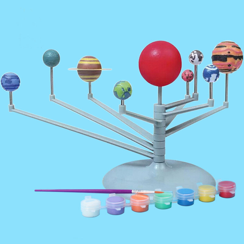diy solar system nine planets model science experiment materials package technology small production Students Hair Ming kindergarten area