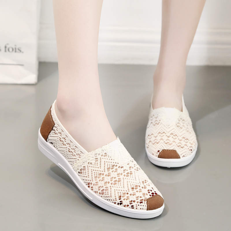 Comfortable Non-Slip Mesh Sandals, Slip-On Flat Shoes for Spring and Summer, Breathable and Versatile Nurse Shoes, Fisherman Hollow Shoes