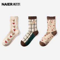 Resistant Christmas Socks Children Spring And Autumn Cute Cartoon Tide Net Red Money Middle Silo Socks Red New Year Christmas Socks Women Cotton