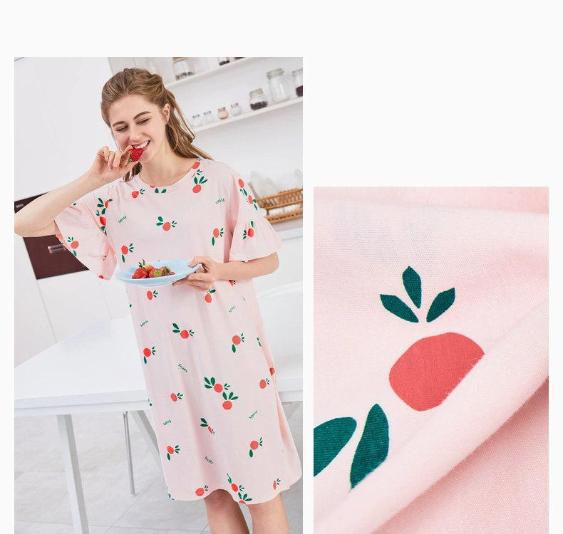 Tiêu chuẩn Mỹ chính thức cửa hàng đồ ngủ mùa xuân và mùa hè bông tay áo ngủ nữ cotton lỏng dịch vụ nhà - Đêm đầm