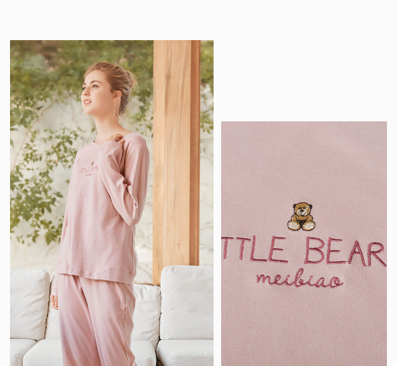 American tiêu chuẩn 2018 mùa thu và mùa đông cotton vài bộ đồ ngủ nữ cotton dài tay hoạt hình đơn giản dịch vụ nhà giản dị phù hợp với nam giới đồ bộ mặc nhà cao cấp