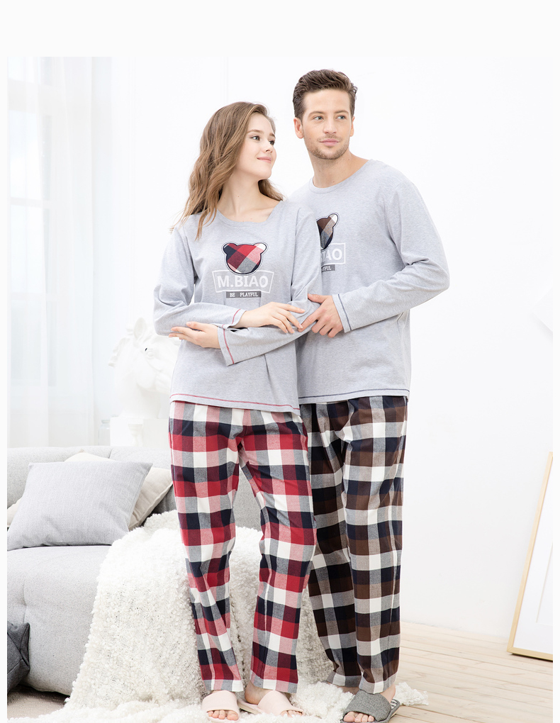 American tiêu chuẩn 2017 mùa thu và mùa đông mới cotton vài bộ đồ ngủ nam hoạt hình đơn giản giản dị nữ phục vụ nhà mùa đông có thể mặc đồ bay