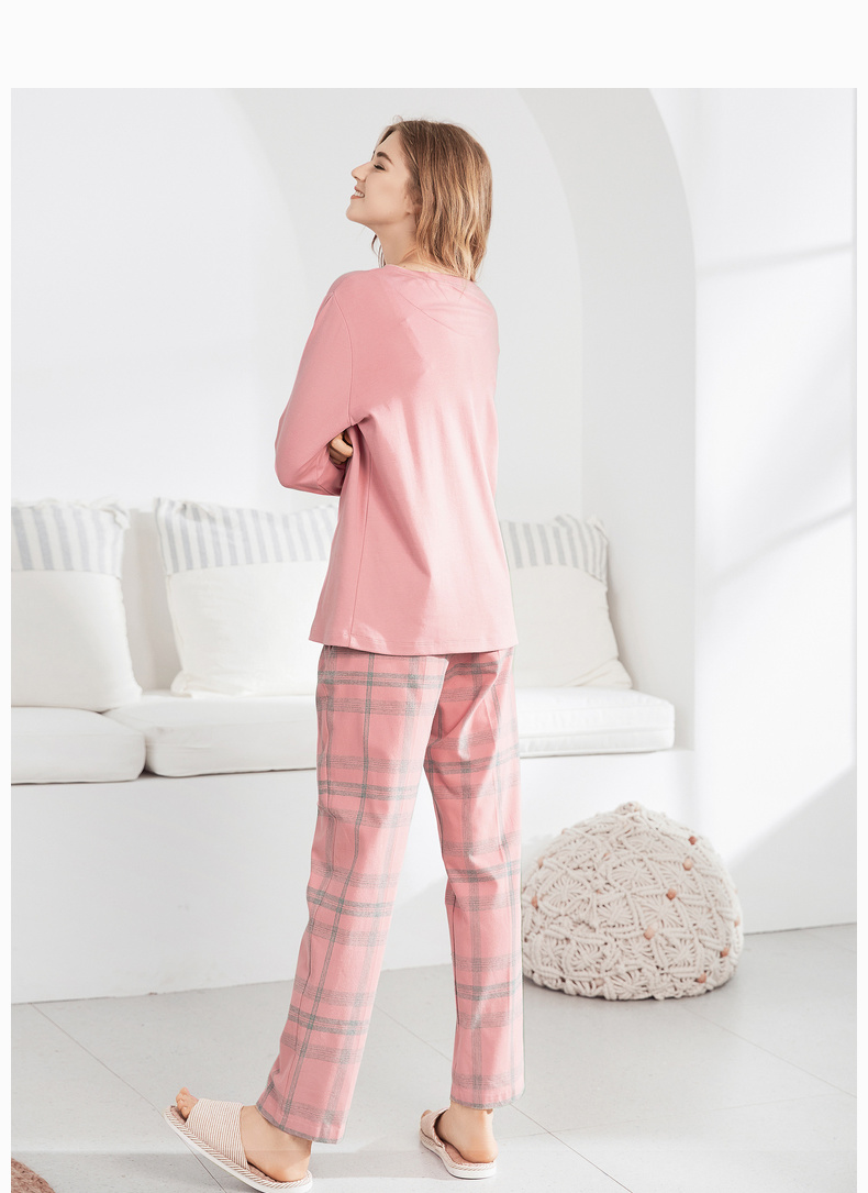 Mỹ tiêu chuẩn mùa thu và mùa đông mới dệt kim cotton dài tay đồ ngủ nữ phim hoạt hình ngọt ngào và đáng yêu nhà quần áo mặc giản dị đồ bộ cho người 60 tuổi