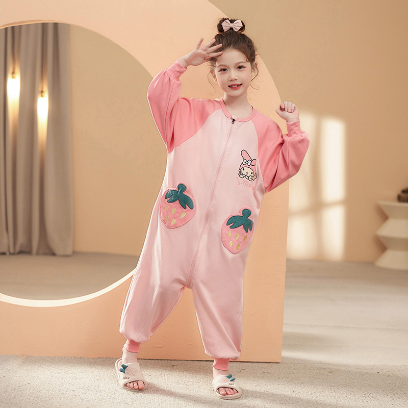 My Melody Girls' Sleeping Bag, Children's Spring and Autumn Style, Pure Cotton, 2026 New Model, Cartoon Design, for Older Girls, Anti-Cold One-Piece Suit