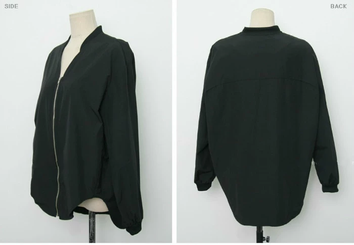 K491 mới Hàn Quốc nhập khẩu đơn giản ngắn trước dài nhỏ ngắn dây kéo áo khoác áo khoác mỏng áo gió nữ