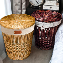 Dirty Clothes Basket Rattan Woven Lid Laundry Basket Dirty Clothes Basket For Home Dirty Clothes Storage Basket Woven Frame Hot Pot Shop Clothes Bucket