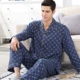 Bộ đồ ngủ nam mùa xuân và mùa thu 100% cotton dài tay XL cotton phục vụ tại nhà thời trang nữ