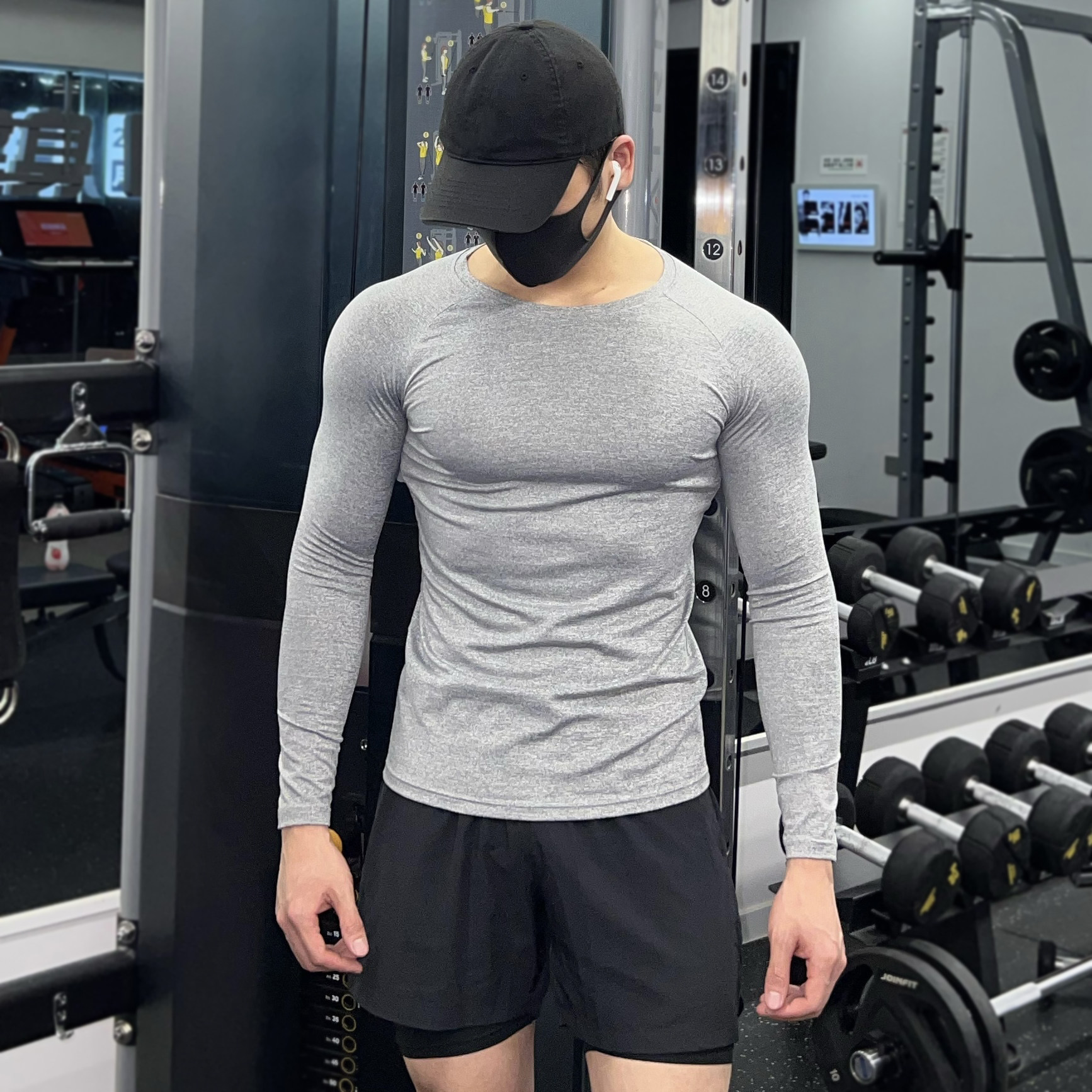 Long sleeve straights men autumn yoga gym hit undershirt training basketball sweat sweat speed dried running suit