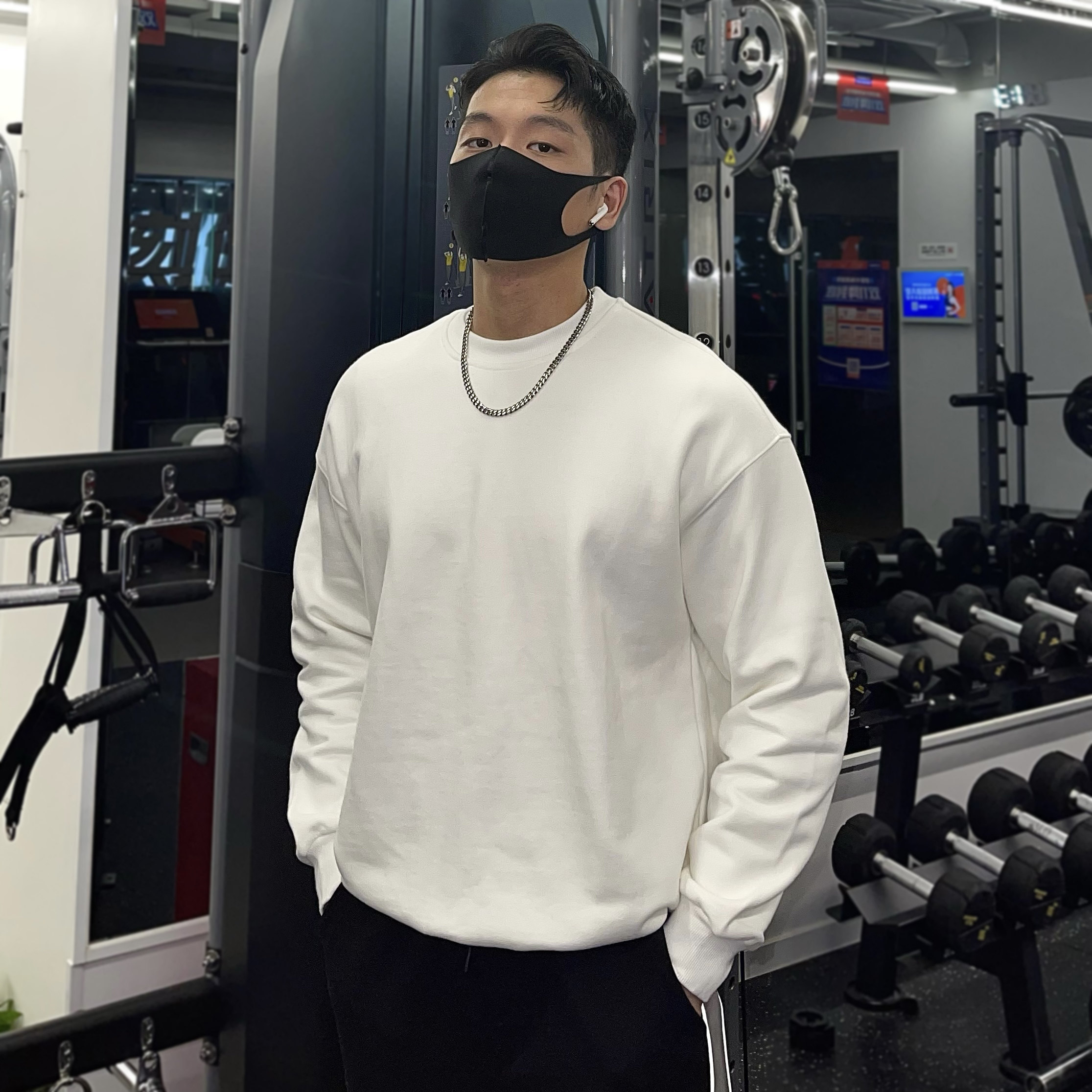 Sweatshirt male and female sport long sleeve round collar thickened autumn and winter couples loose fitness boarder training blouse hooded sweatshirt