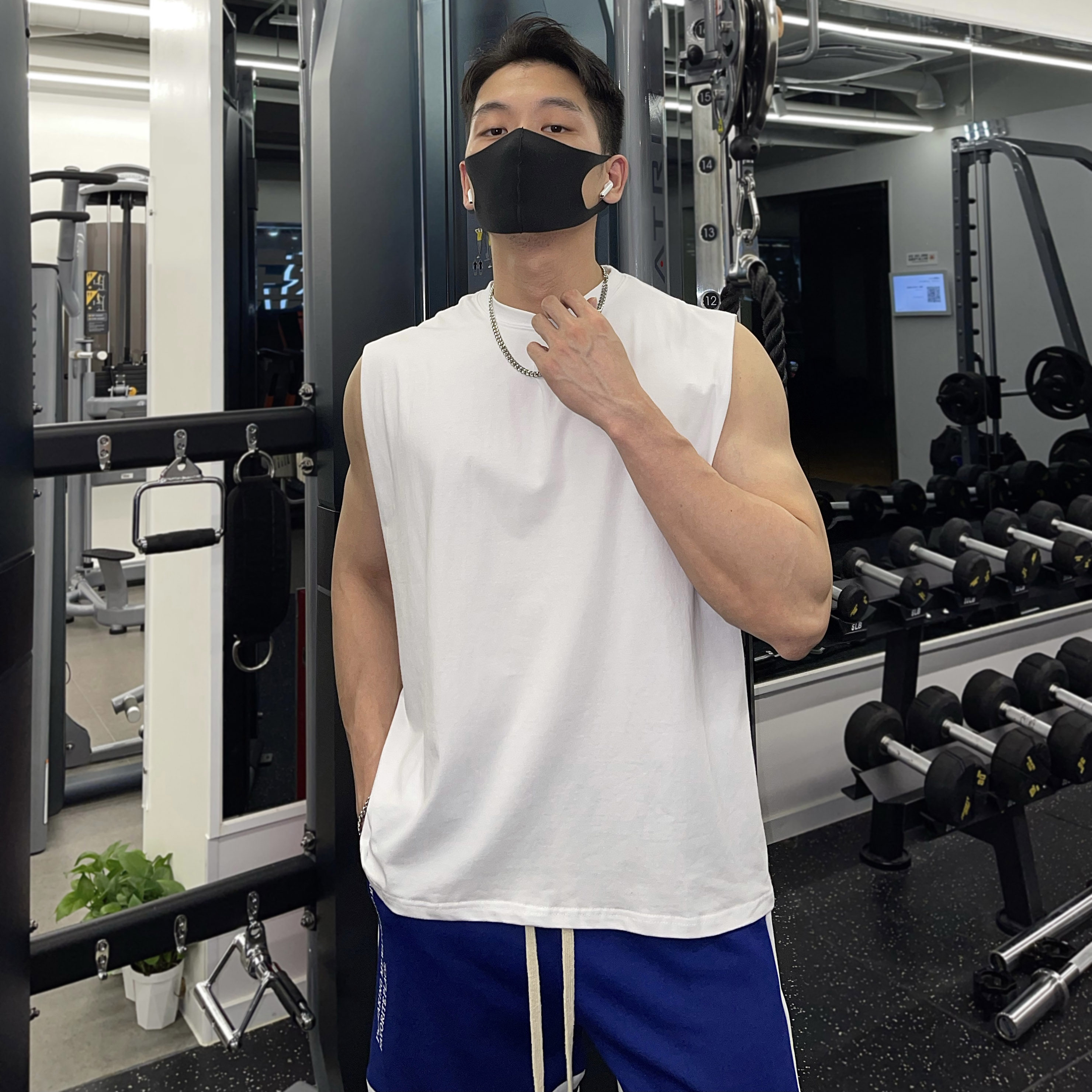 Vest Men's Shoulder shoulder sleeveless Chauffawl Summer training muscles Loose Breathable Fashion American Sports Fitness Blouse