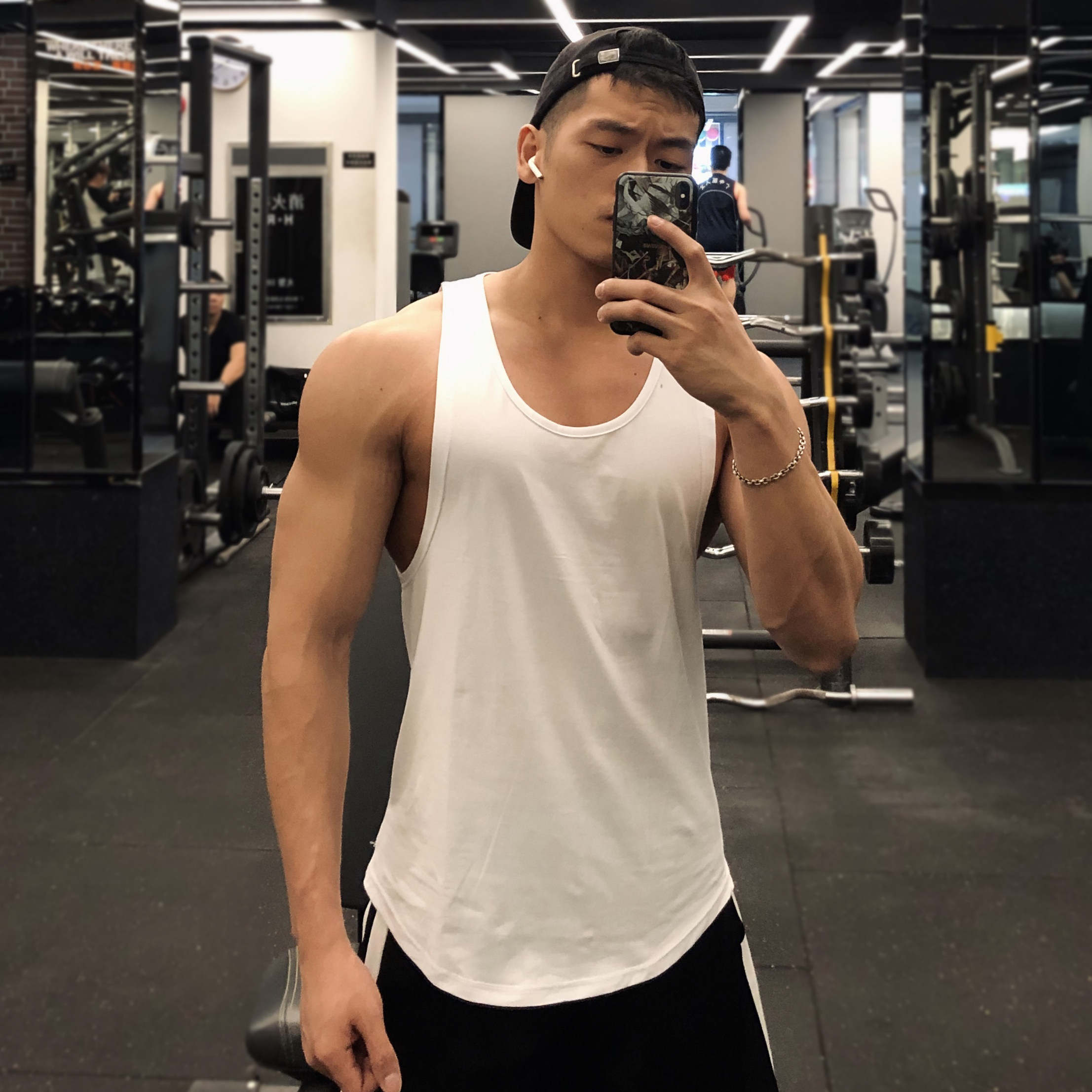 Fitness Vest Men Training Summer Beat Bottom Loose Basketball Running Sleeveless T-shirt Breathable Speed Dry Sport Kan Shoulder