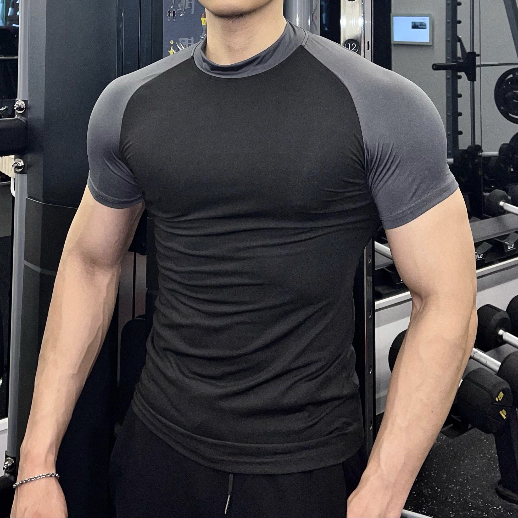 Fitness High Collar Male Speed Dry Clothing Tight Height Bomb Training Summer Short Sleeve Clothing Running Basketball Equipment Sports Suit