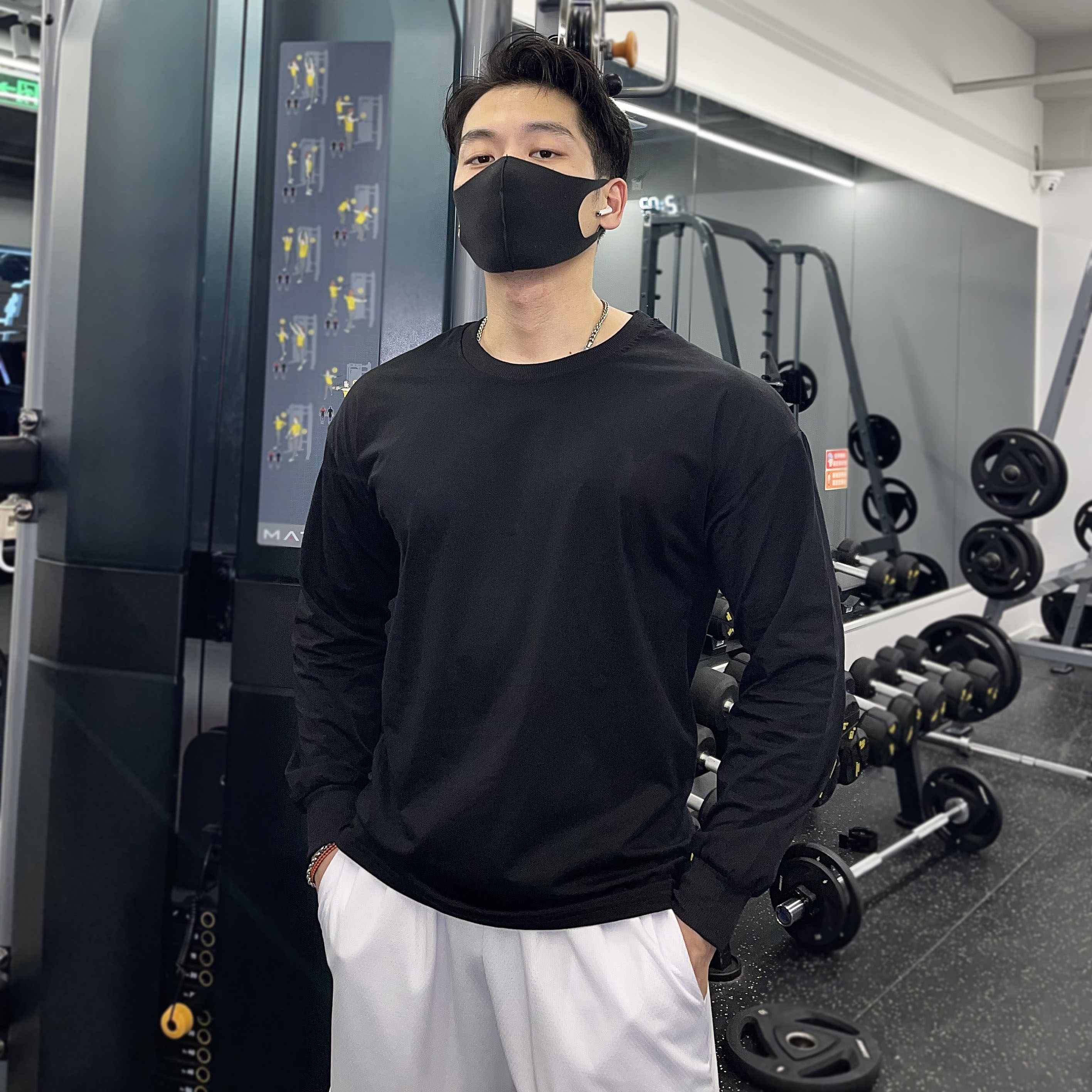 Sports Long Sleeve Men's Round Collar Loose Training Basketball Running Muscle American Trendy Pure Cotton Jersey Fitness Blouse