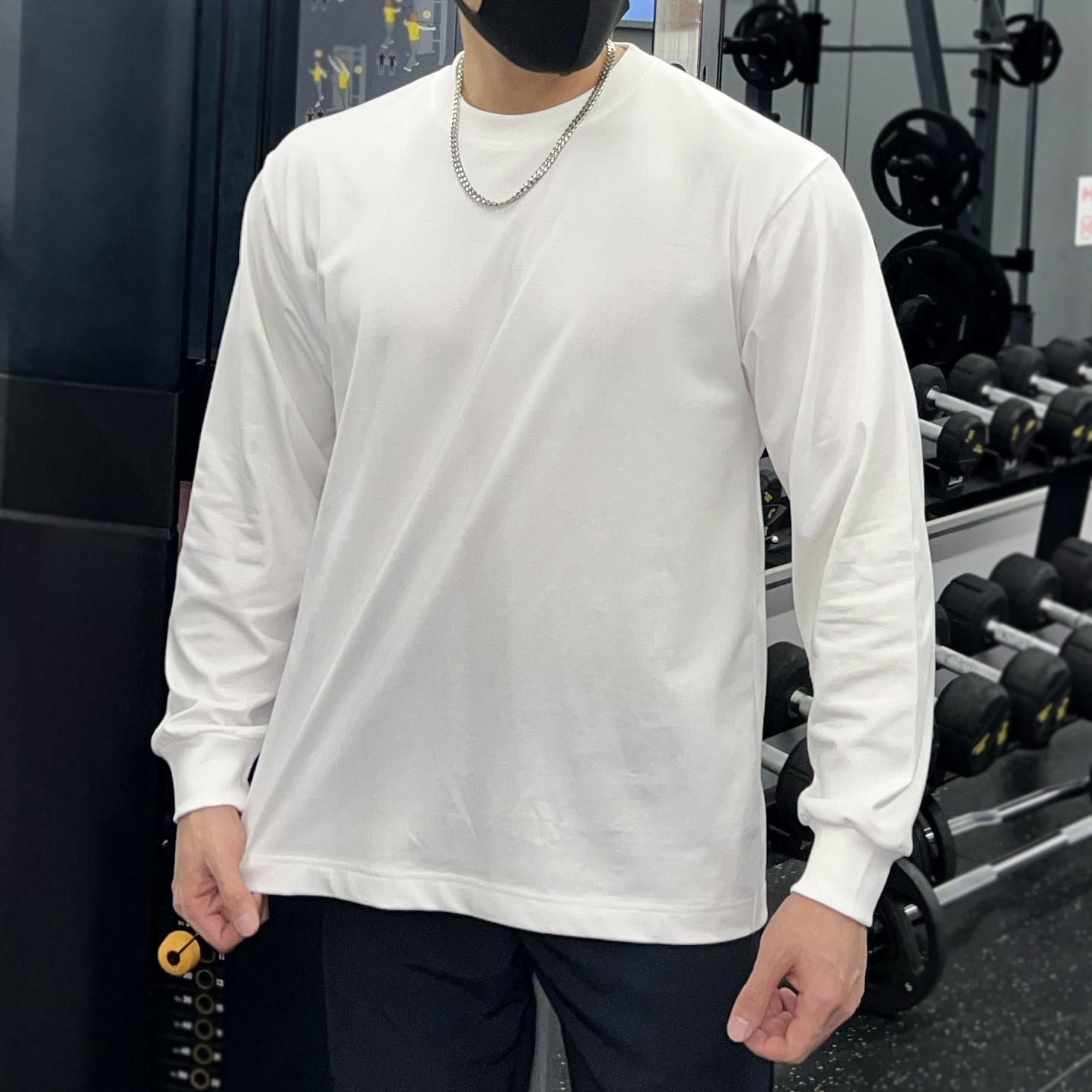 Long sleeve T-shirt men's spring autumn season training blouses sports cover sweatshirt American casual pure cotton round collar loose fitness suit