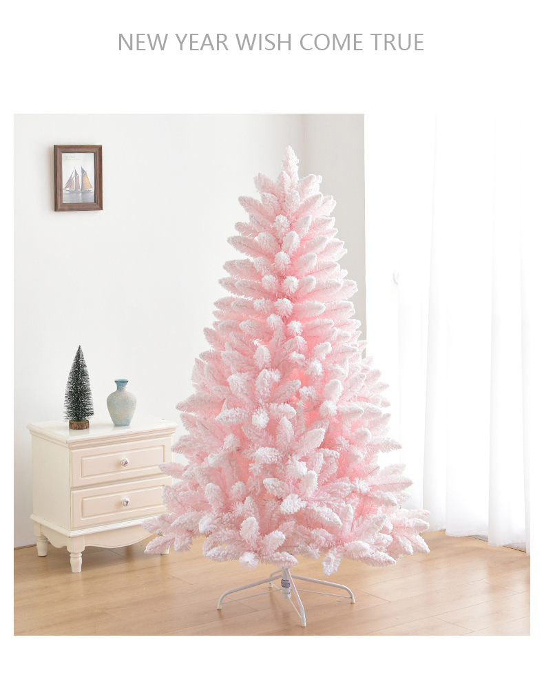 马卡龙粉红色粘雪圣诞树圣诞节装饰网红桌面落雪高档圣诞树详情7