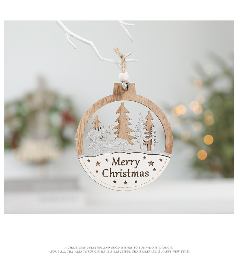2024 New Christmas letter deer Christmas natural wood color irregular hanging decoration pendant, creative decorative small tag Christmas tree pendant pic 6
