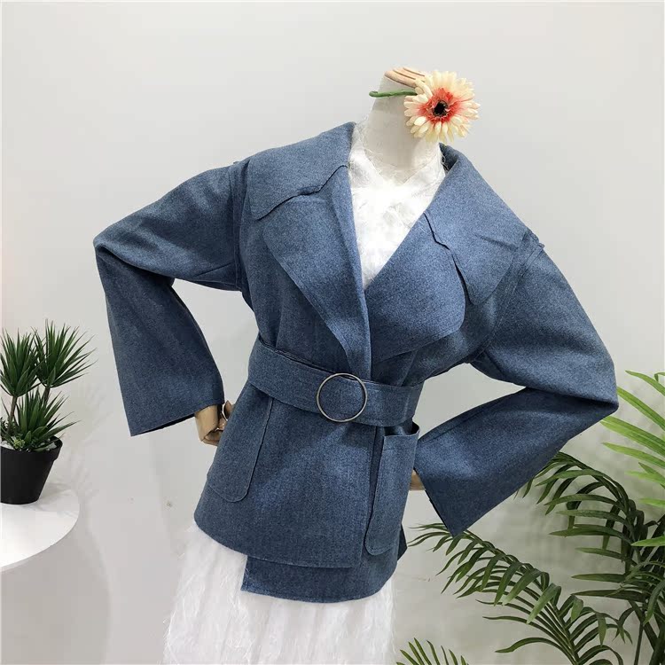 Phiên bản Hàn Quốc của thắt lưng áo len nhỏ nữ 2018 mới mùa thu và mùa đông bf lỏng học sinh ve áo len lông thủy triều áo dạ dài nữ đẹp 2020