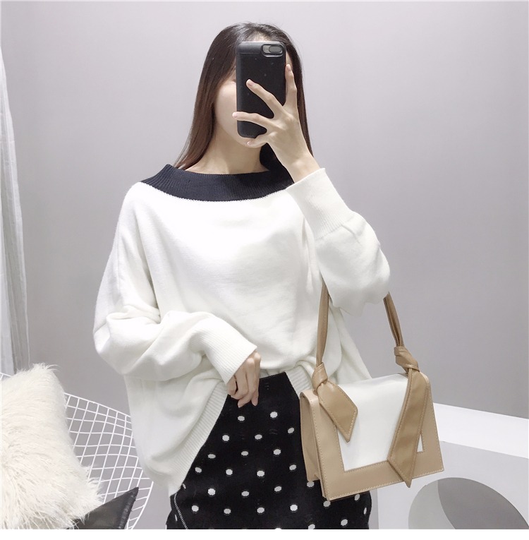 Thư giãn đại học gió sang trọng đầu mùa thu áo len lười gió MM set đầu Han Fan nhỏ tươi ngọt áo len dài tay áo len nữ form rộng