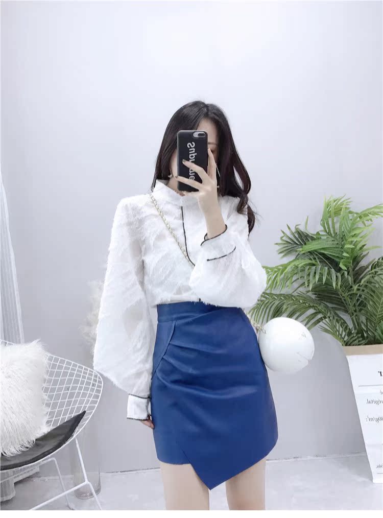 Han Fan Mao Mao tua rua áo sơ mi nữ tay dài 2018 mùa thu mới mỏng phần chic chic áo sơ mi nữ đã mỏng sơ mi công sở nữ