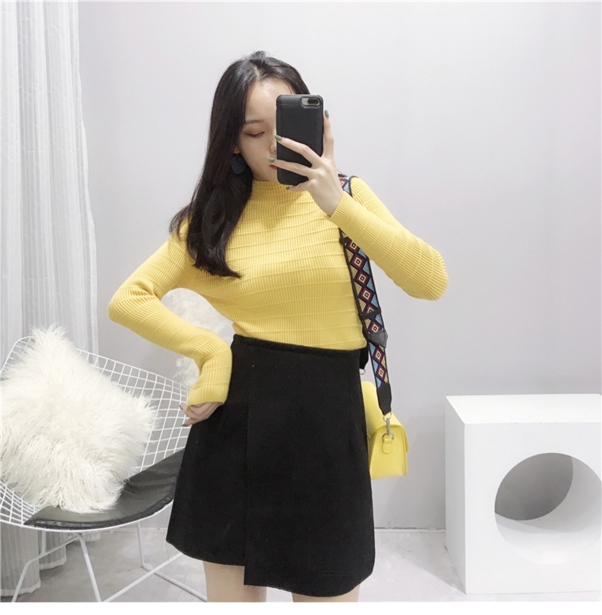 Áo thun mỏng nửa cao cổ áo len sang trọng đầu mùa thu áo len nữ dài tay mùa thu hoang dã áo sơ mi nữ mới chạm đáy áo len nữ đẹp 2021