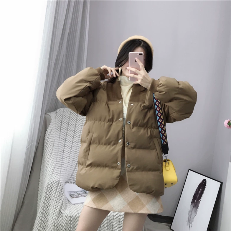 Quần áo cotton nữ 2018 mới mùa đông áo khoác dày phiên bản Hàn Quốc của áo thun eo nữ bf lông mềm dịch vụ