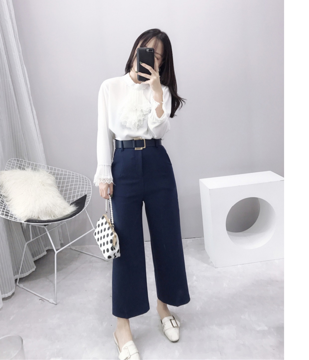 Phụ nữ lạnh lùng hương vị retro thiết kế áo sơ mi khí chất áo sơ mi dài tay mùa thu lỏng mỏng gầy áo sơ mi trắng áo sơ mi nữ hàn quốc cao cấp