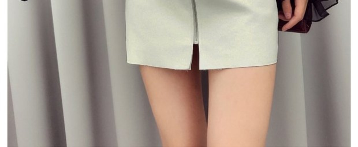 Mùa xuân mới nữ 2018 cao eo là gói mỏng hip Một từ váy đôi pocket zipper PU da váy váy váy ngắn chân váy xòe dài