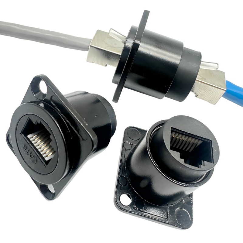 D-Type Panel Fixed Straight-Through Module Rj45 Network Cable Data Signal Connector Network Interface Female Socket