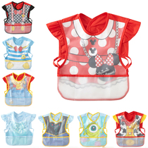 Baby short-sleeved gown sleeveless breathable cotton waterproof anti-dressing baby bib bib children eating clothes drawing