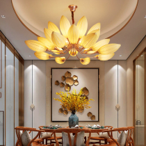 New Chinese Lotus chandelier atmospheric living room bedroom creative personality Hotel Lobby Restaurant private room fabric chandelier