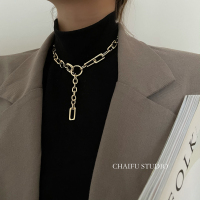 Chaifu Studio /X453 INS minimalist personality versatile cold light wind chain sweater necklace
