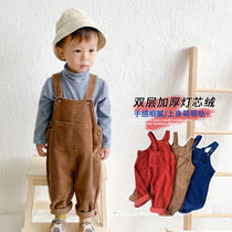 Baby Back With Pants Autumn Winter Plus Suede Thickened Light Core Suede Girl Baby Winter Dress Boy Winter Boy Double Pants