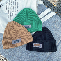 Childrens hat autumn and winter foreign air pure cotton children baby boy wool cord hat knit protective ear cap Winter Korean version of the tide boy