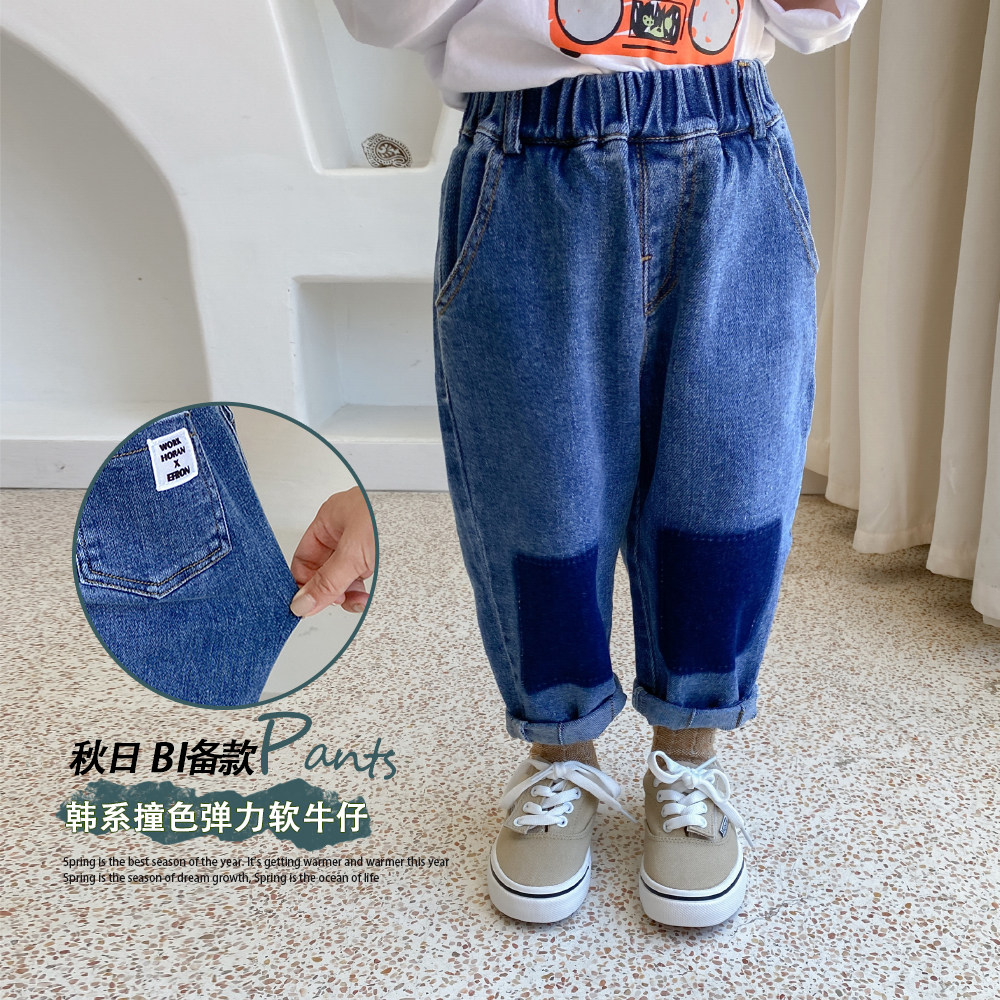 Pants type full of sub ~ boy Soft denim pants Children's autumn clothes Long pants Pants Foreign Pie Hit the Korean version Loose Old Daddy Pants Tide