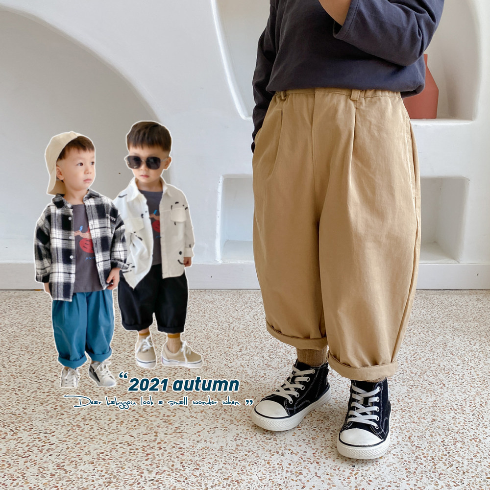 Han Van Son ~ Boy Casual Pants Loose Korean version Broadlegged Robe Pants Children Pants Spring Autumn 100 lap kiddie long pants