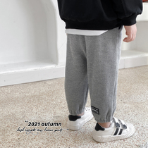 Boy pants spring autumn 2022 new Han Fan childrens clothing childrens baby sports pants thin spring clothing pure cotton bungling pants