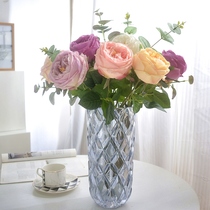 Hand-feeling moisturizing rose simulation flower super real office ornaments living room decoration fake flower large flower simulation Austin