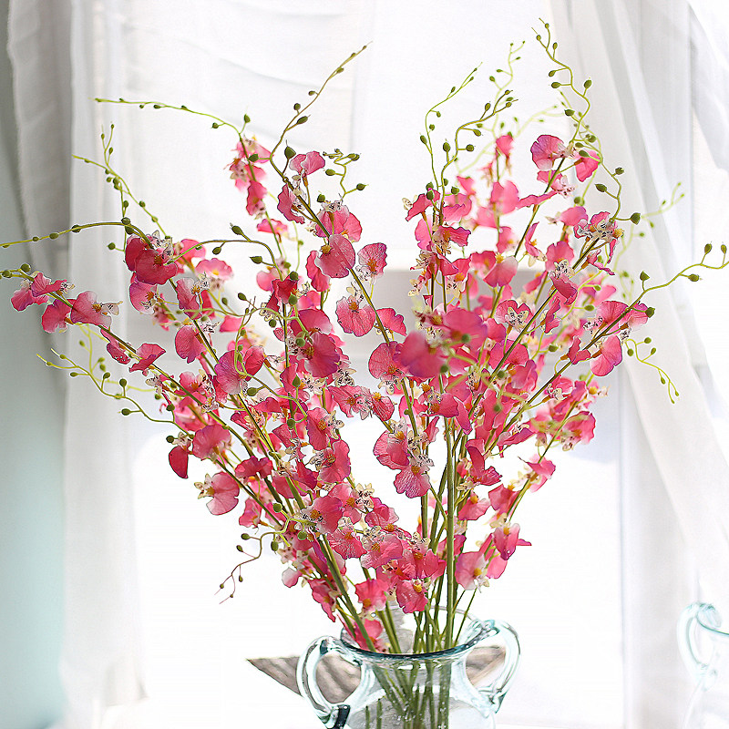 Simulation dancing orchid yellow single flower silk flower living room desktop health club beauty salon flower decoration fake flower