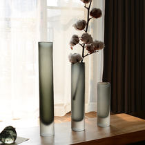 High level sensual vase grey hanging bell living room office Xuanguan Decorative Pendulum art frosted with fine and high flower floral flower