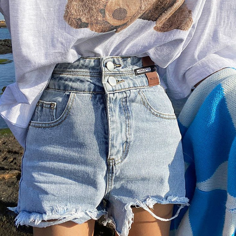 Lagirl Korea 21 early spring new fashion personality hair side made old hole design shorts