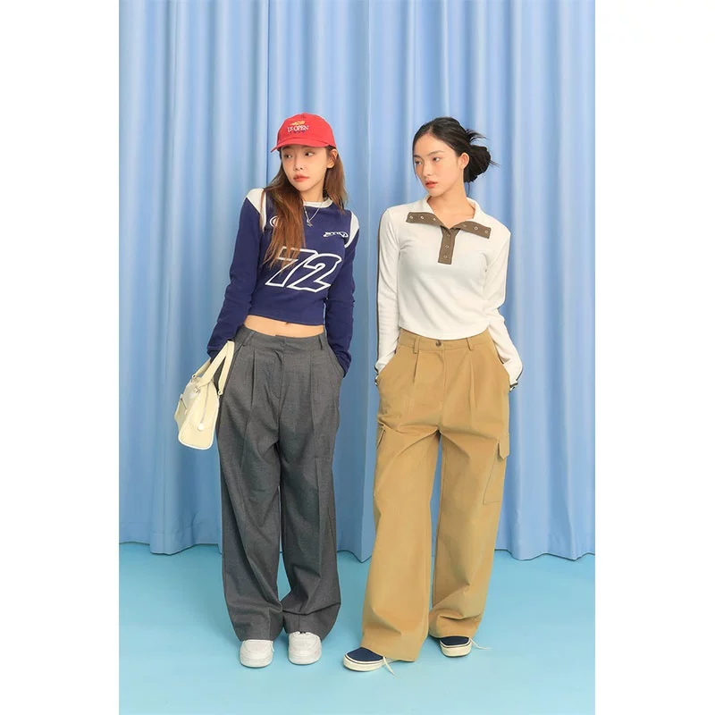 Официальный сайт Stylenanda Korea покупка подлинной одежды 2024 весна контрастный цвет цифровая энергия длинный рукав футболка