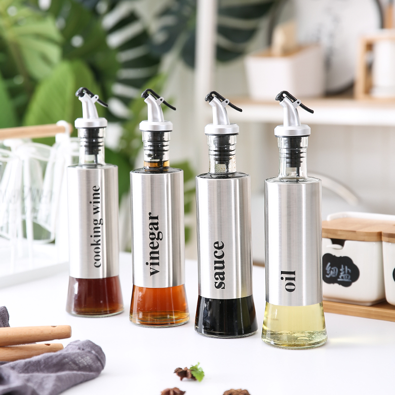 Heart feast glass stainless steel oil jar sauce sauce flavor bottle kitchen with kettle vinegar bottle