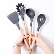 Food grade silicone spatula non-stick pan special stir-fry shovel wooden handle does not hurt pot household small spatula set