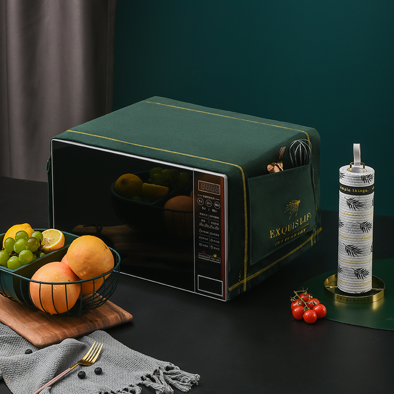 Home Microwave Oven Dust Cover Kitchen Oven Dust Cloth Light and luxurious cover Canvas Belt Cashier Bag Anti-Oil Cover Cloth