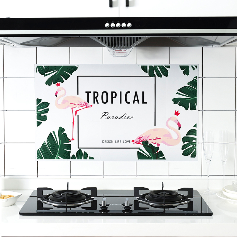 Kitchen oil-proof stickers high temperature resistant cabinet stove self-adhesive tile stickers range hood with cabinet waterproof wall stickers