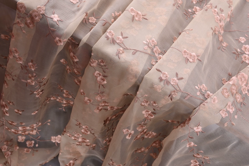 Vải lụa thêu đầy đủ lụa organza rộng 1,4 m thêu thêu vải thêu - Vải vải tự làm vải dạ nỉ