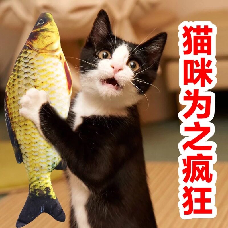 Cat toy fish catnip fish funny cat stick molar toy pet plush simulation pillow cat supplies fish toy